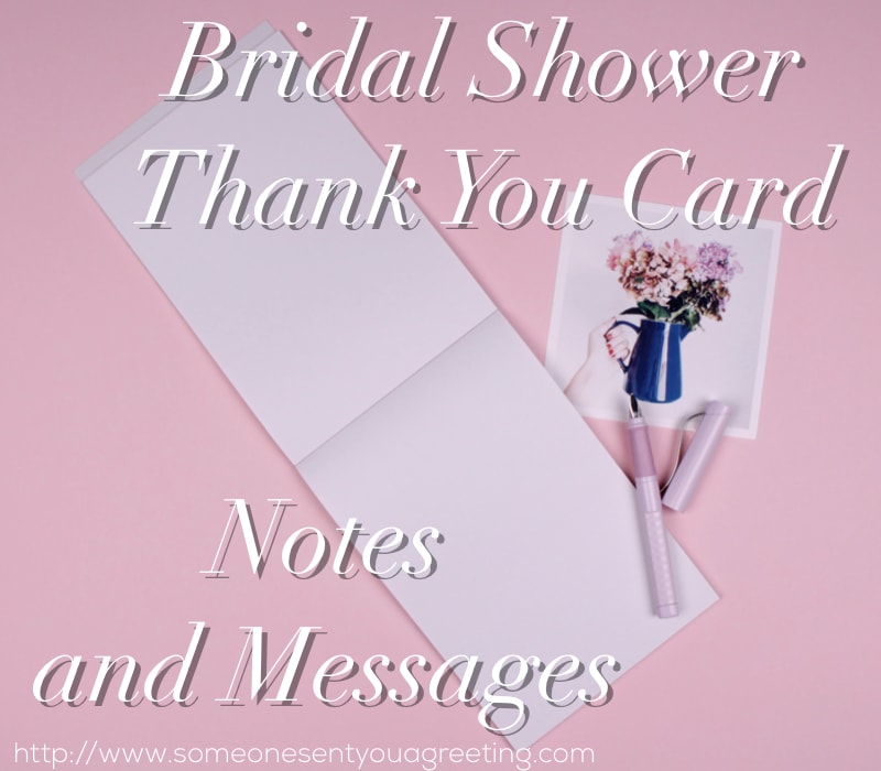 Bridal shower thank you card notes and messages