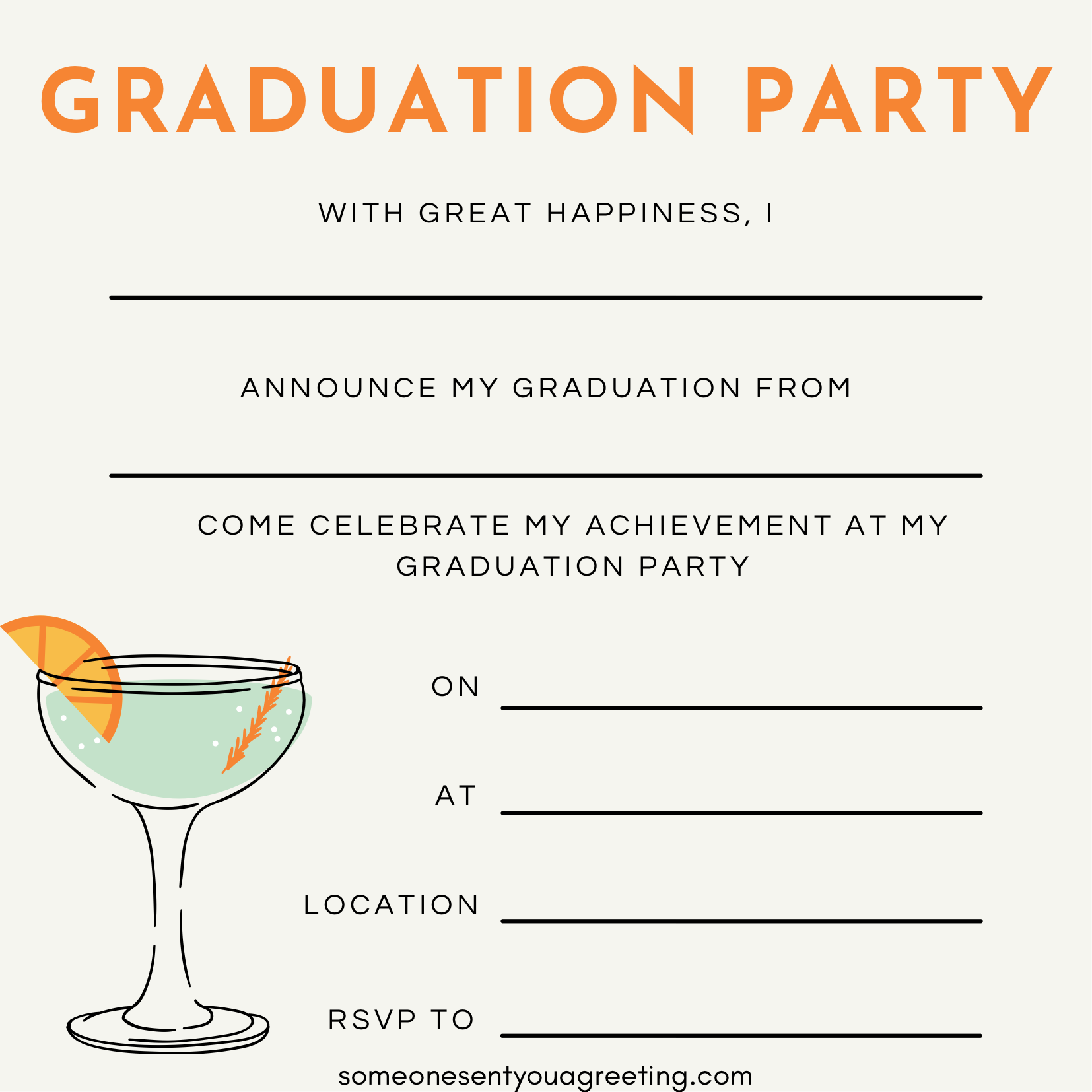 Drinks graduation party invitation