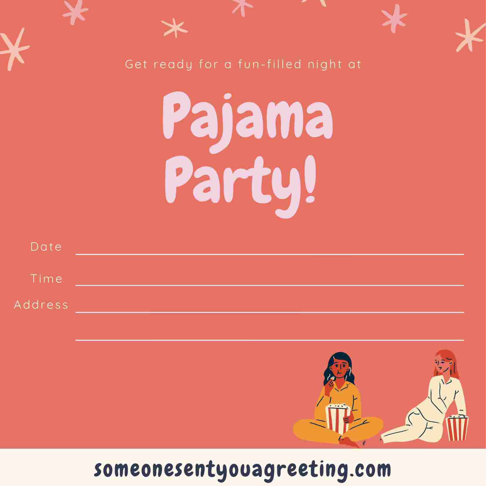 pajama party invitation printable