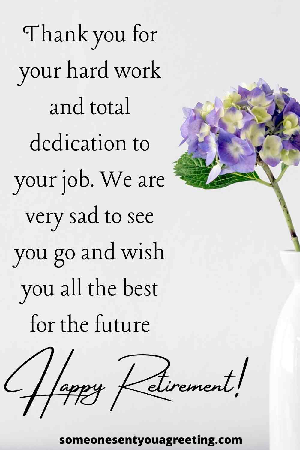 Retirement message for employee