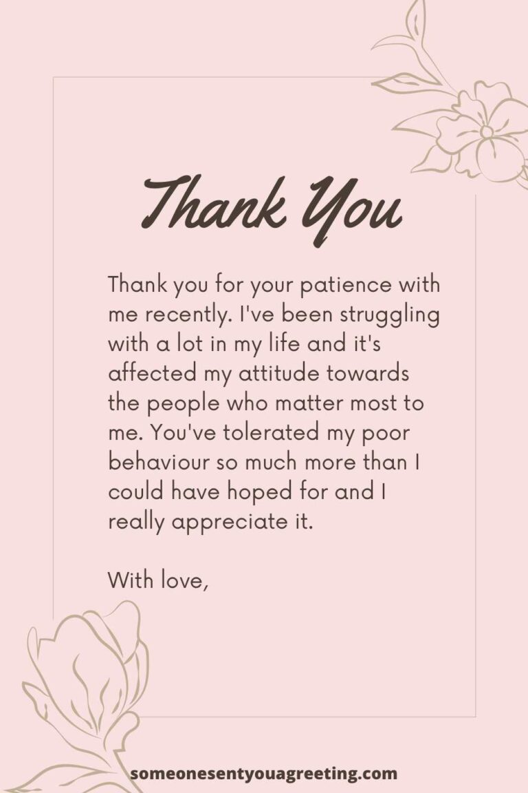 27 Thank you for your Patience Note Examples - Someone Sent You A Greeting