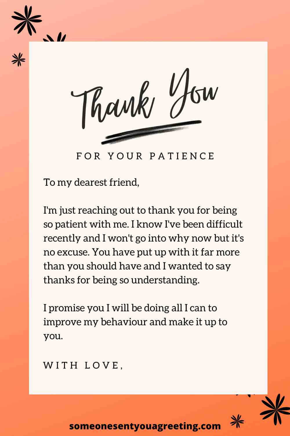 thank you letter for patience