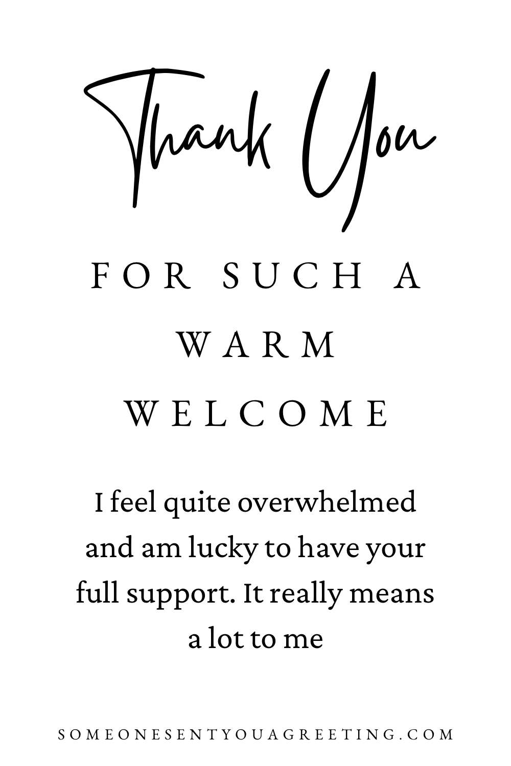 thank you for a warm welcome message
