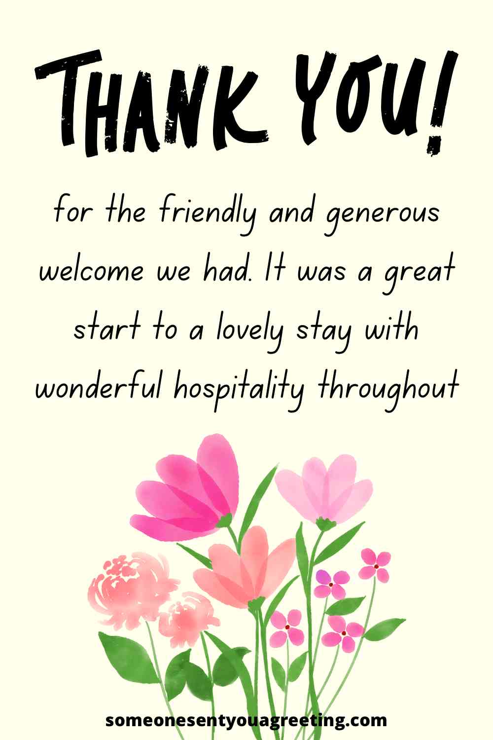 thank you for your hospitality message