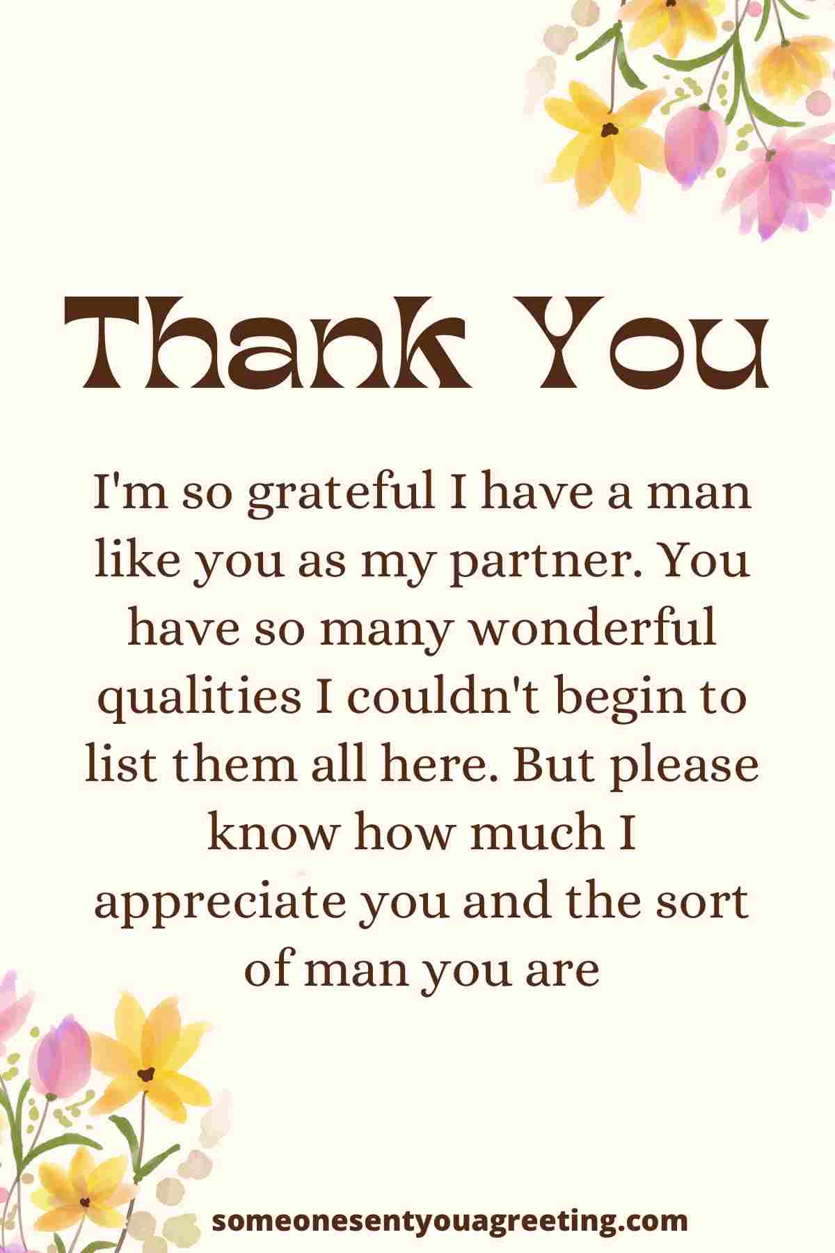 thanks to husband for being great man