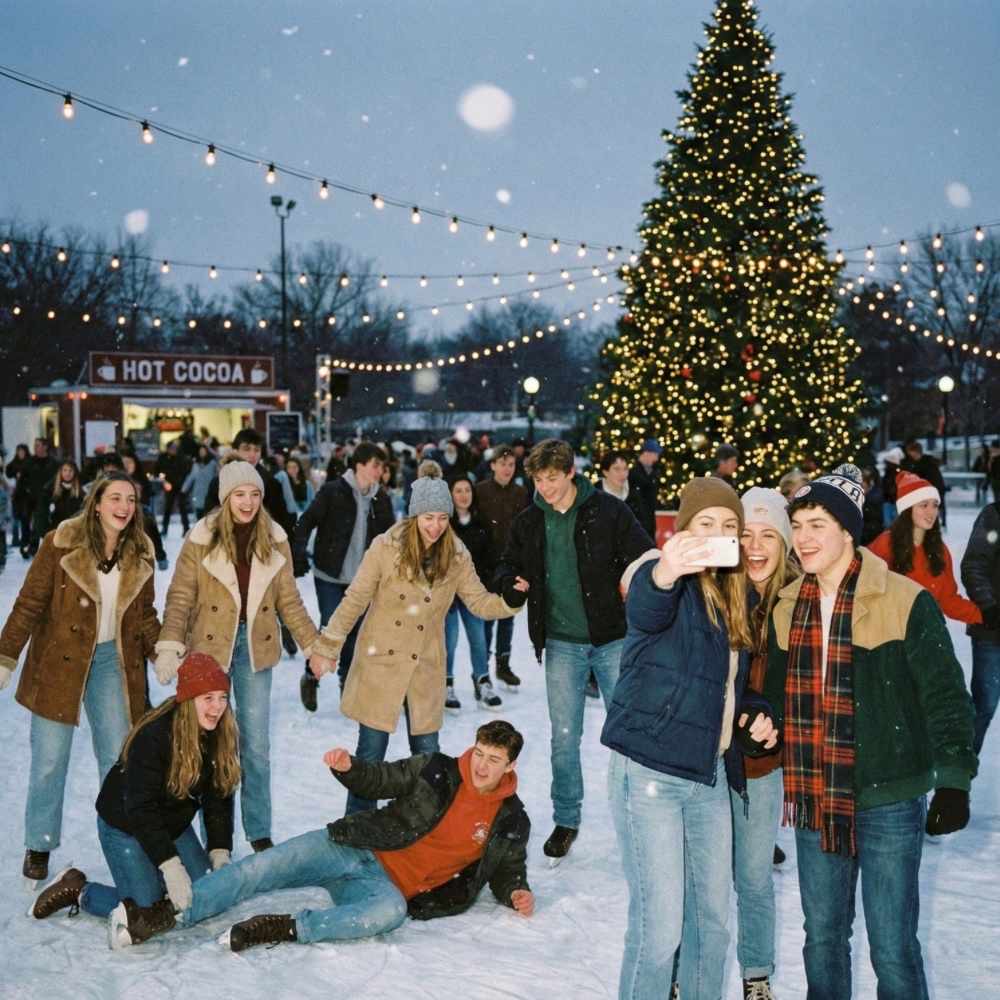 ice skating teenagers winter birthday party